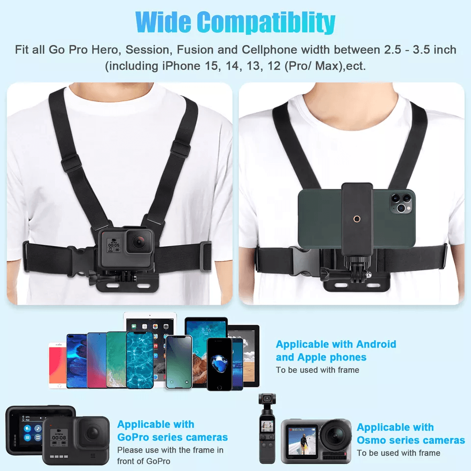Adjustable Phone Holder Chest Strap Mount Accessories HandsFree POV Harness Kit For VLOG Cycling Sk 4