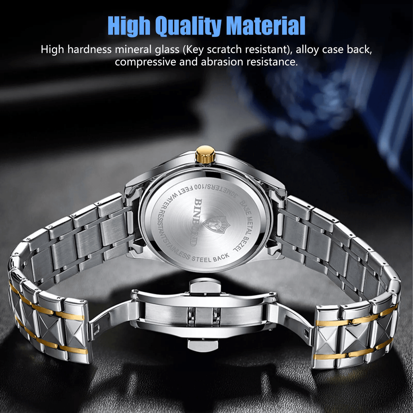 Waterproof Mens Luxury Quartz Watch Stainless Steel Luminous Classic Business Timepiece 3