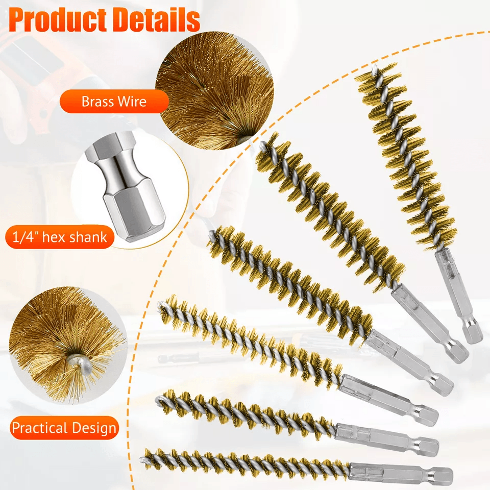 Hex Shank Brass Bore Cleaning Brushe For Power Drill Wire Brushes For Rust Removal And Polishing An 1