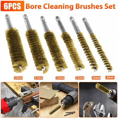 Hex Shank Brass Bore Cleaning Brushe for Power Drill, Wire Brushes for Rust Removal and Polishing and Machining Cleaning