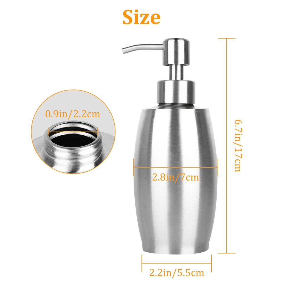 Stainless Steel Hand Soap Dispenser For Kitchen Sink Bathroom Lotion  Liquid Pump Bottle 4