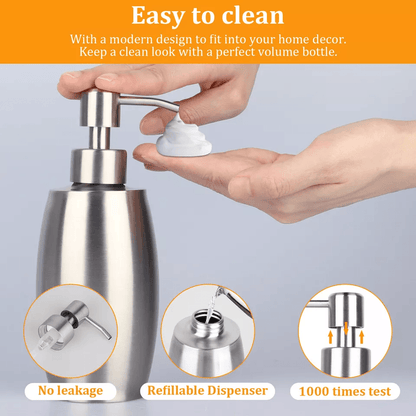 Stainless Steel Hand Soap Dispenser For Kitchen Sink Bathroom Lotion  Liquid Pump Bottle 3