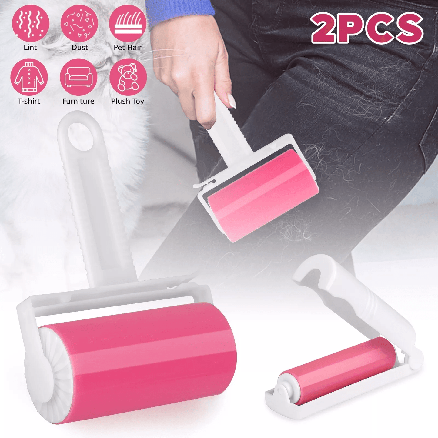 Washable Reusable Sticky Lint Roller for Clothes, Pet Hair and Dust Remover Tool for Home, Car, Couch & Travel Cleaning