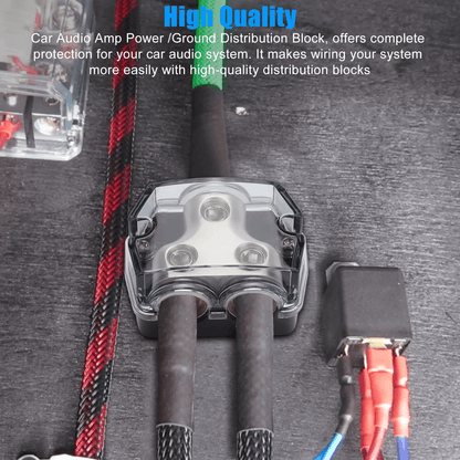 2Way Distribution Block 0 Gauge In  Out Car Audio Amp Power Ground Distributor 2