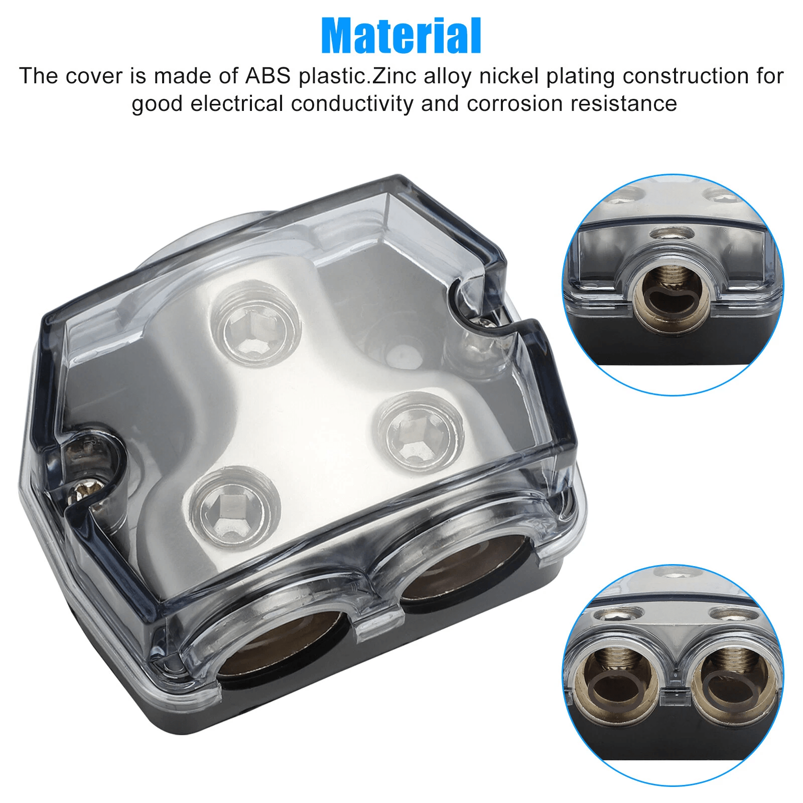 2Way Distribution Block 0 Gauge In  Out Car Audio Amp Power Ground Distributor 1