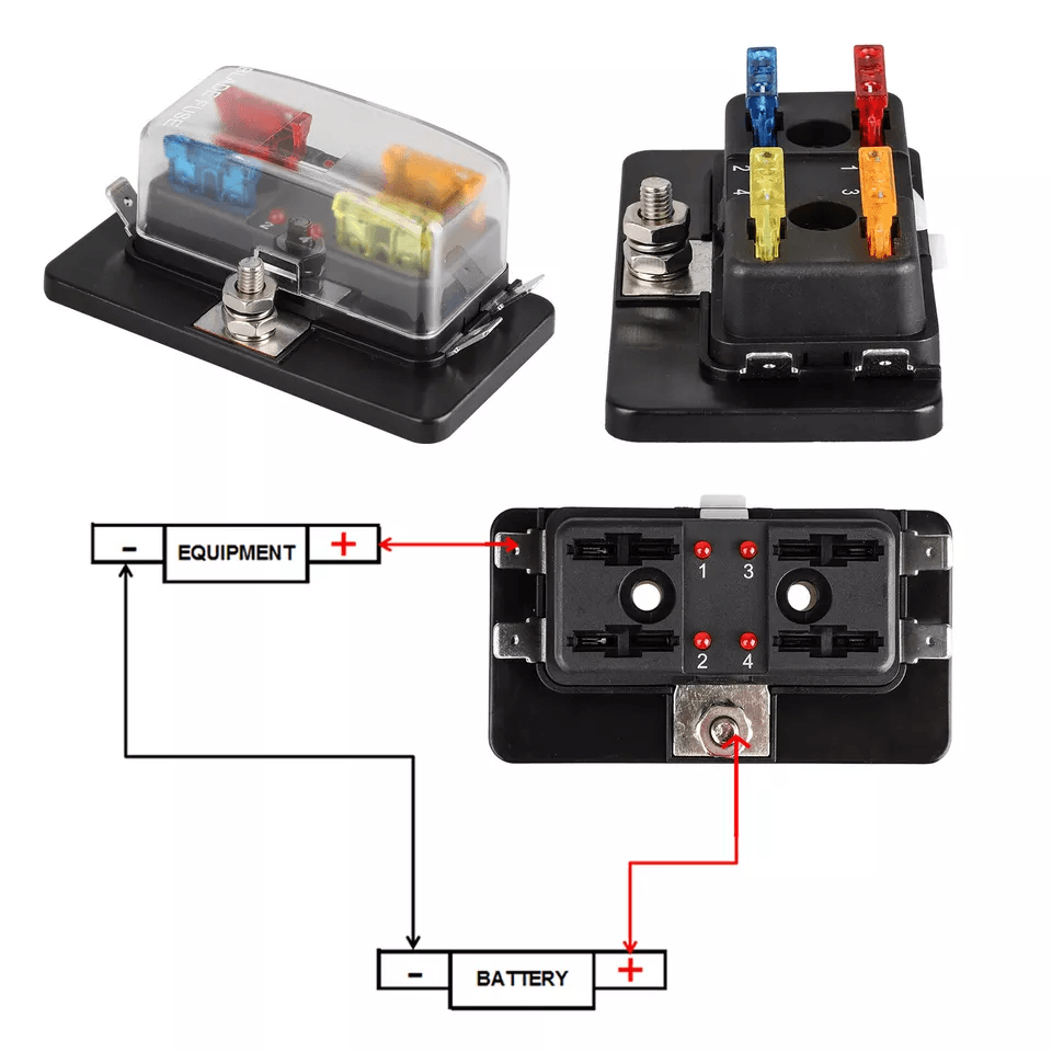 Auto Car Power Distribution Blade Fuse Holder Box Block Panel Board, Universal Fuse Block for Vehicles and Boats