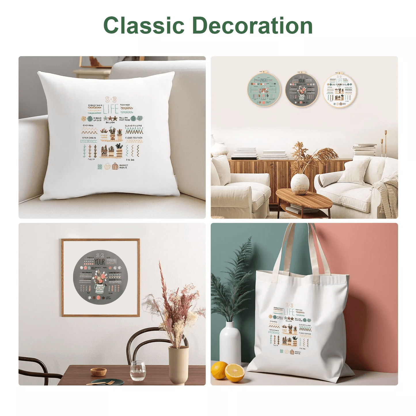 Embroidery Kit Art Craft Sewing Set DIY Cross Stitch Starter Kit For Beginners With Floral Patterns 1