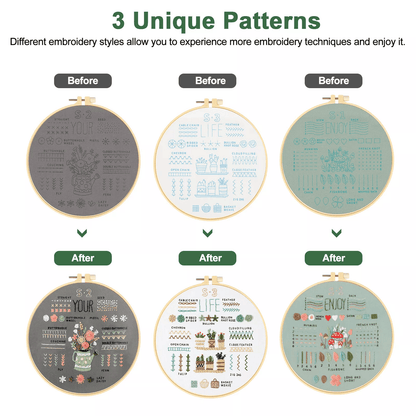 Embroidery Kit Art Craft Sewing Set DIY Cross Stitch Starter Kit For Beginners With Floral Patterns 2