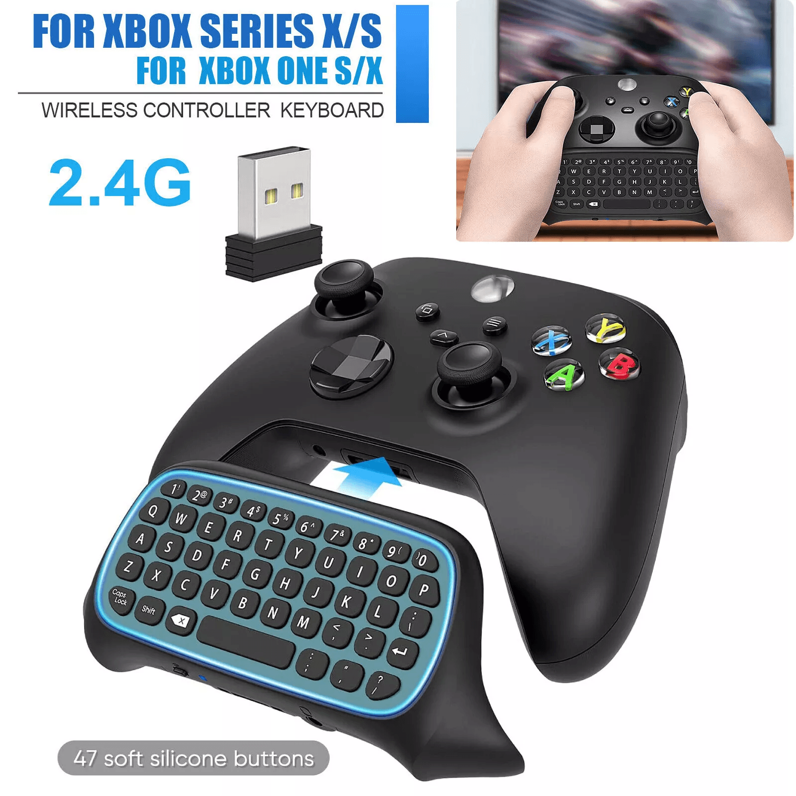 Wireless Controller Keyboard Mini Keypad Chatpad for Xbox Series, Fast Typing & Game Chat