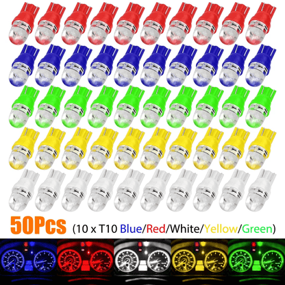 50PCS T10 LED Speedometer Instrument Gauge Cluster Dash Light Bulbs, Multi-Color