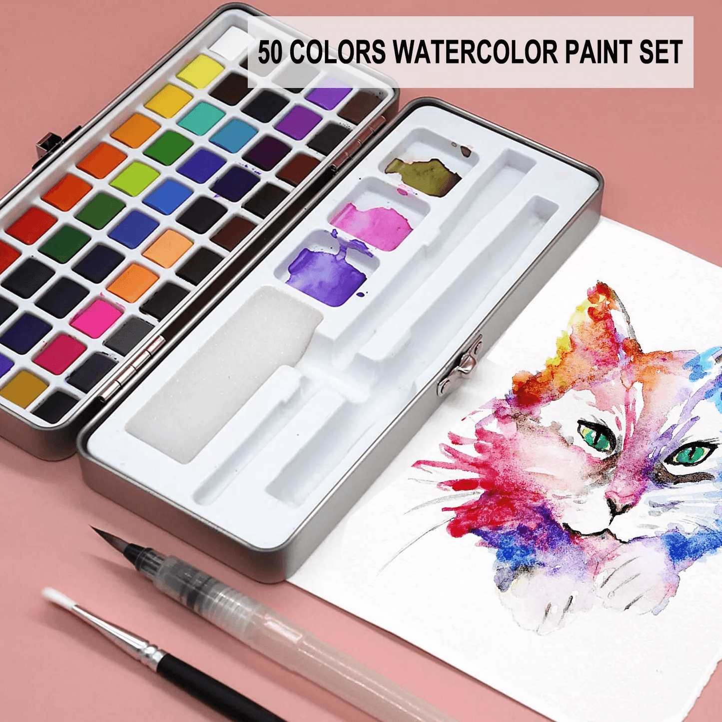 Professional 50-Color Watercolor Paint Set – Premium Pigments for Artists & Painting Enthusiasts