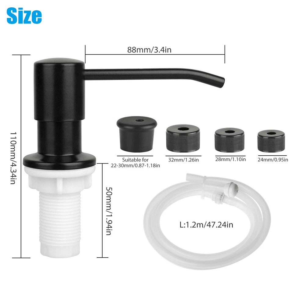 Stainless Steel Sink Soap Dispenser With Tube Kit Kitchen Liquid Pump Bottle System Quick Install N 6