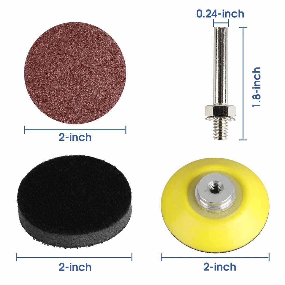 Sanding Disc Sandpaper Hook  Loop Sander Kit With Backer Pad  M6 Drill Adapter 5