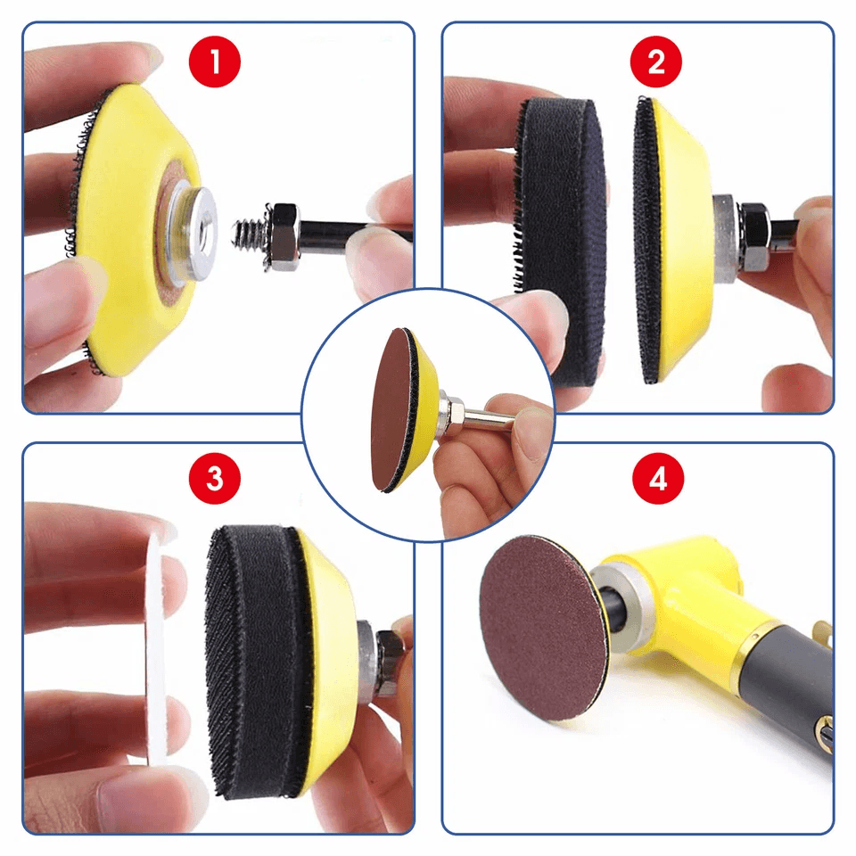 Sanding Disc Sandpaper Hook  Loop Sander Kit With Backer Pad  M6 Drill Adapter 2