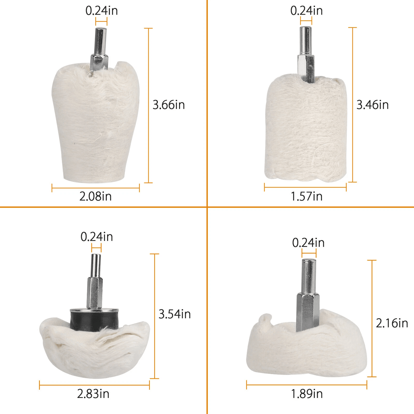 White Cotton Pad Polishing Buffing Wheel Set For Car  Motorcycle Drill Use Buffing Rims  Metal Fini 6
