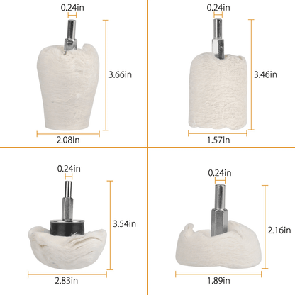 White Cotton Pad Polishing Buffing Wheel Set For Car  Motorcycle Drill Use Buffing Rims  Metal Fini 6