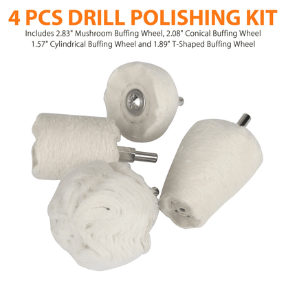 White Cotton Pad Polishing Buffing Wheel Set For Car  Motorcycle Drill Use Buffing Rims  Metal Fini 5