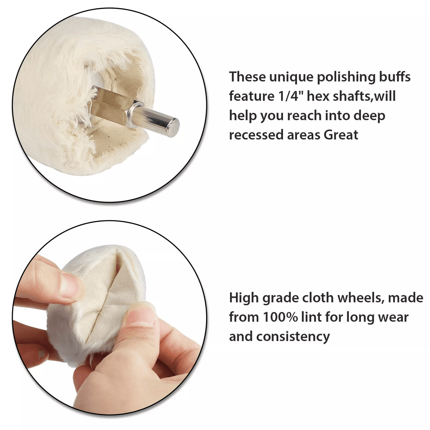 White Cotton Pad Polishing Buffing Wheel Set For Car  Motorcycle Drill Use Buffing Rims  Metal Fini 2