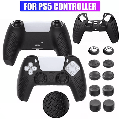 Silicone Case for PlayStation 5 Controller Protective Cover with Thumb Grips Kit, Anti-Slip, Shockproof, Easy Fit