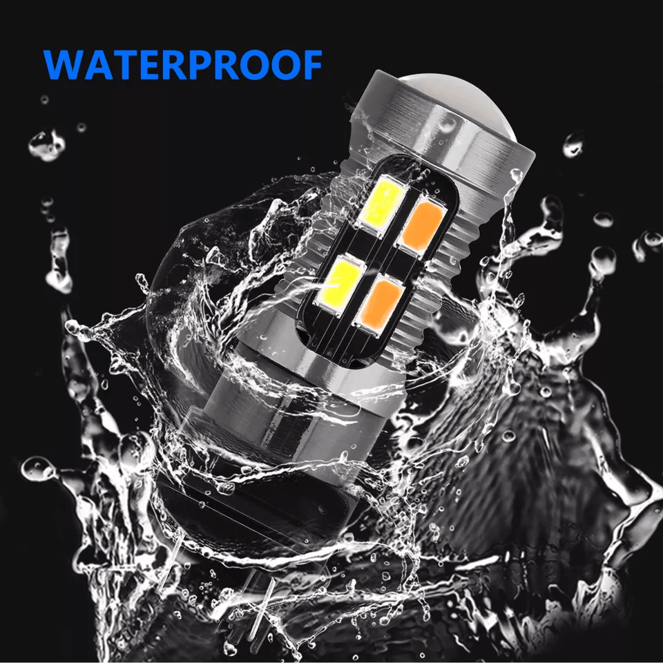 LED DRL Switchback Turn Signal Light Bulbs White Amber 4