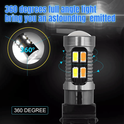 LED DRL Switchback Turn Signal Light Bulbs White Amber 3