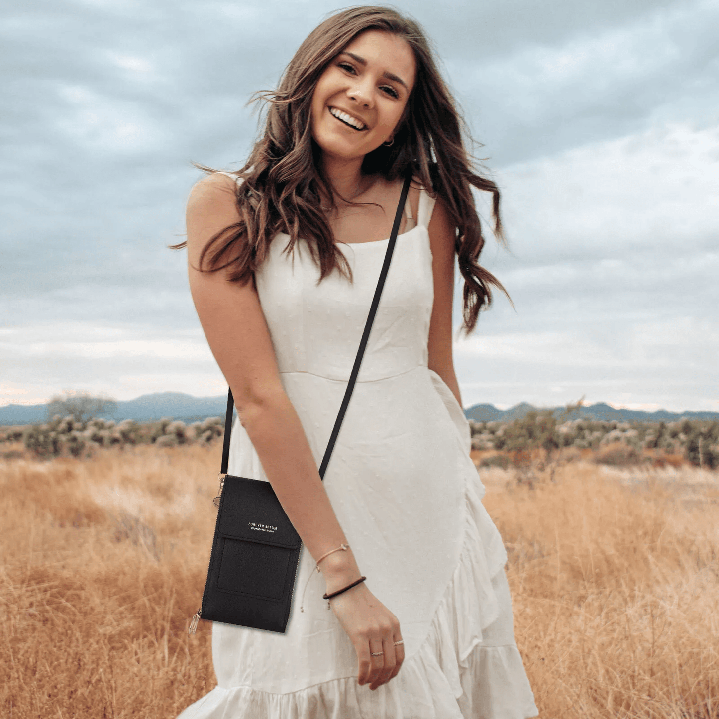 Women Touch Screen Cell Phone Bag Crossbody Shoulder Pouch Purse With Card Case For Smartphones 4
