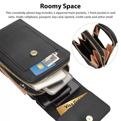 Women Touch Screen Cell Phone Bag Crossbody Shoulder Pouch Purse With Card Case For Smartphones 2