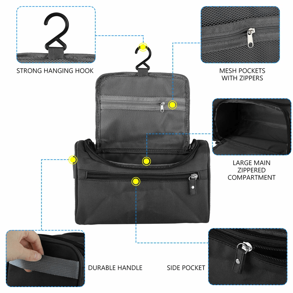 Men Women Travel Toiletry Bag Wash Kit Shaving Makeup Organizer Case 3