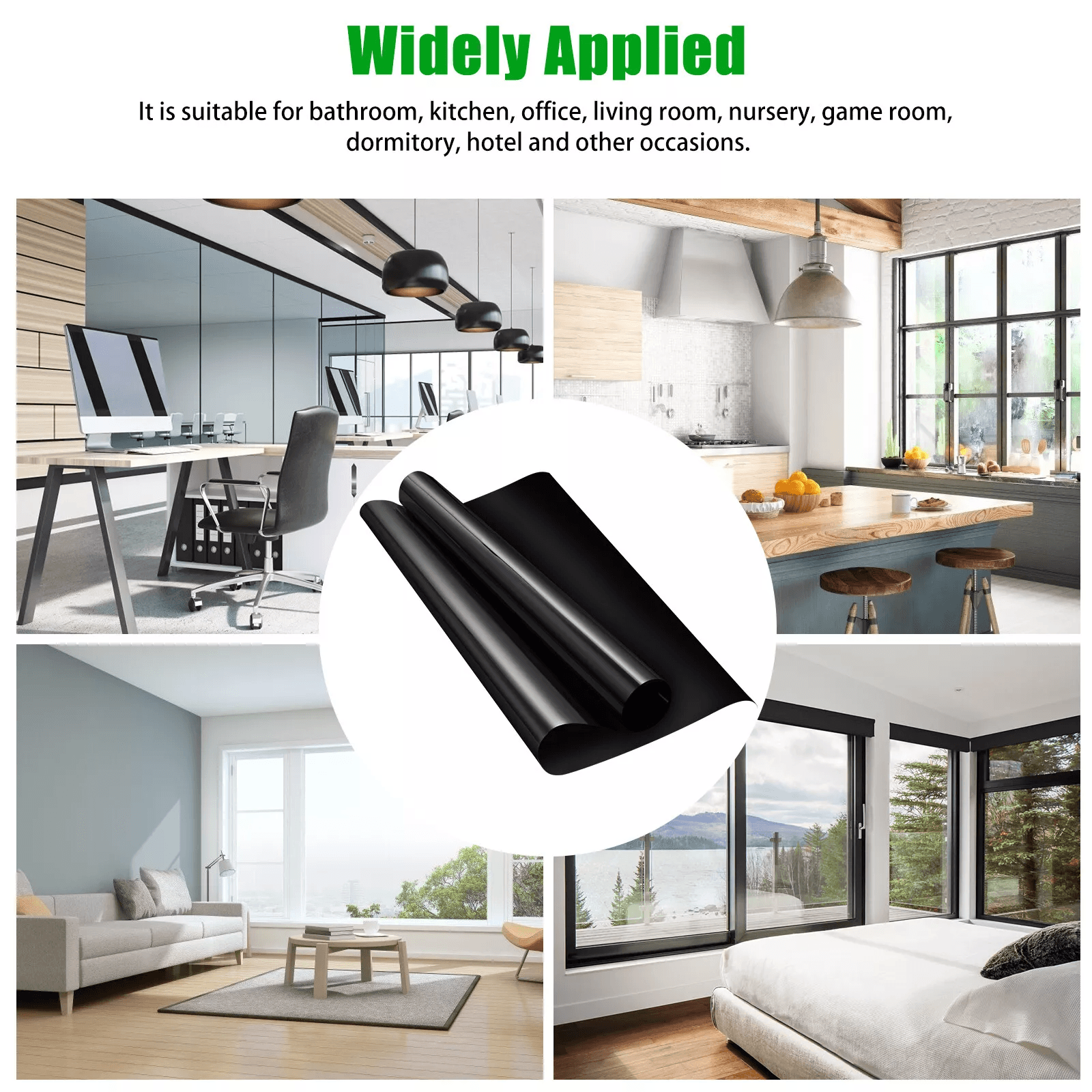 Static Cling Blackout Window Film UV Blocking Thick Black Tinting Heat Insulation  Sun Protection 4