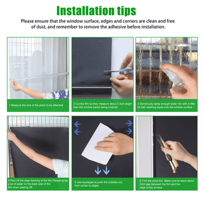 Static Cling Blackout Window Film UV Blocking Thick Black Tinting Heat Insulation  Sun Protection 5