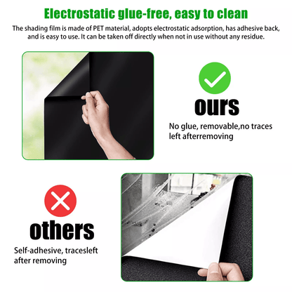Static Cling Blackout Window Film UV Blocking Thick Black Tinting Heat Insulation  Sun Protection 3