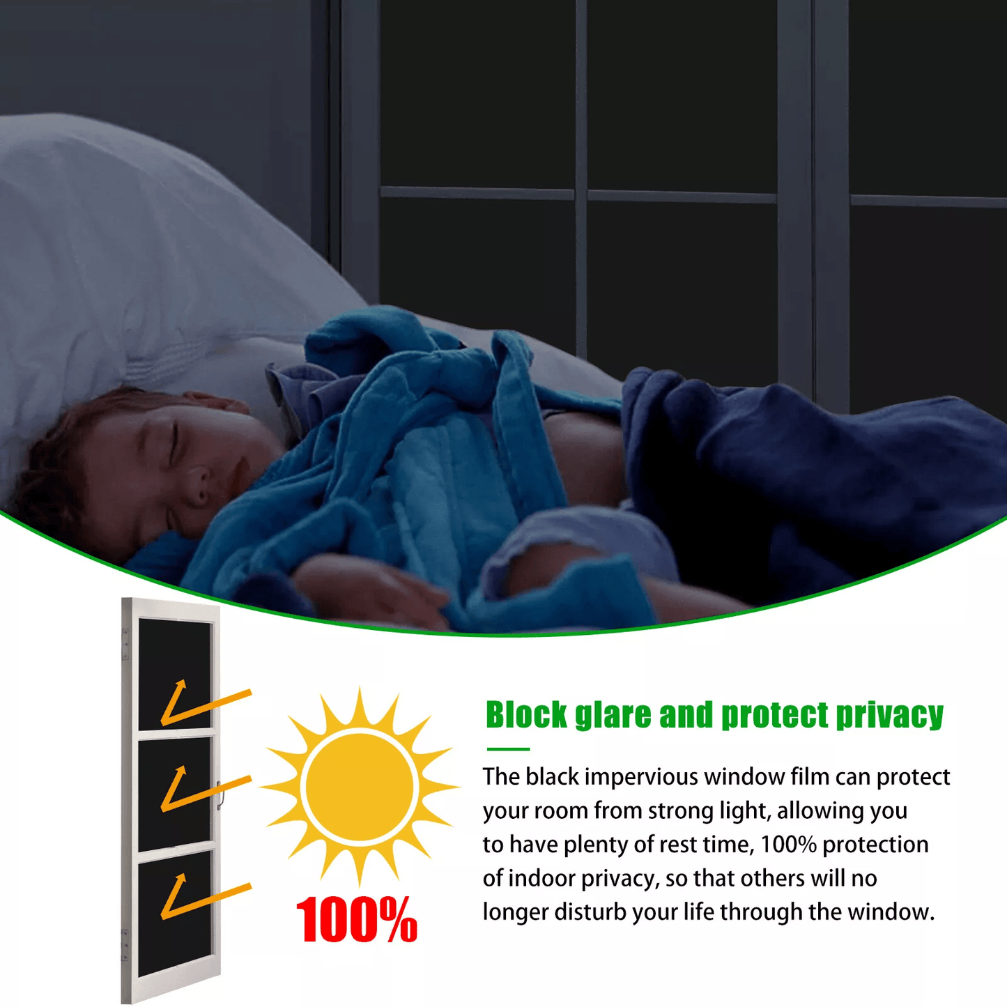 Static Cling Blackout Window Film UV Blocking Thick Black Tinting Heat Insulation  Sun Protection 1