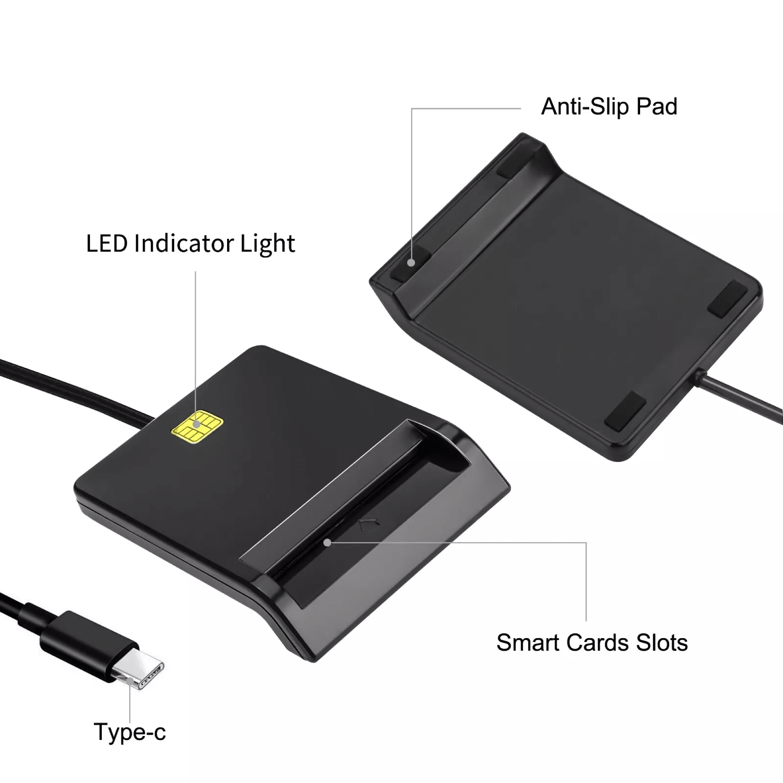 USB C Smart Card Reader For DOD Military CAC  Bank ID Access Compatible With Windows  MacOS 4