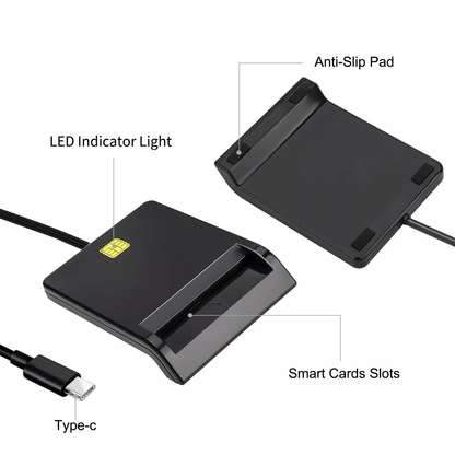 USB C Smart Card Reader For DOD Military CAC  Bank ID Access Compatible With Windows  MacOS 4