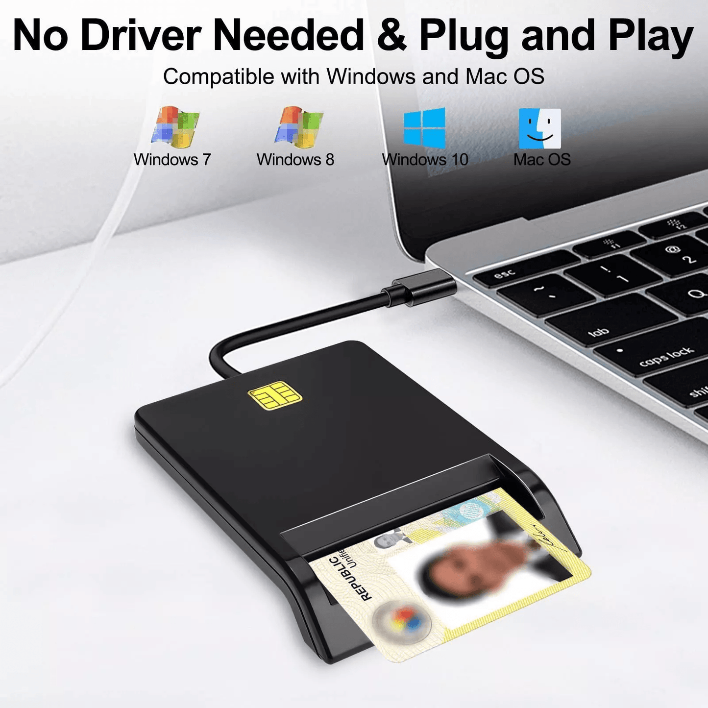 USB C Smart Card Reader For DOD Military CAC  Bank ID Access Compatible With Windows  MacOS 1