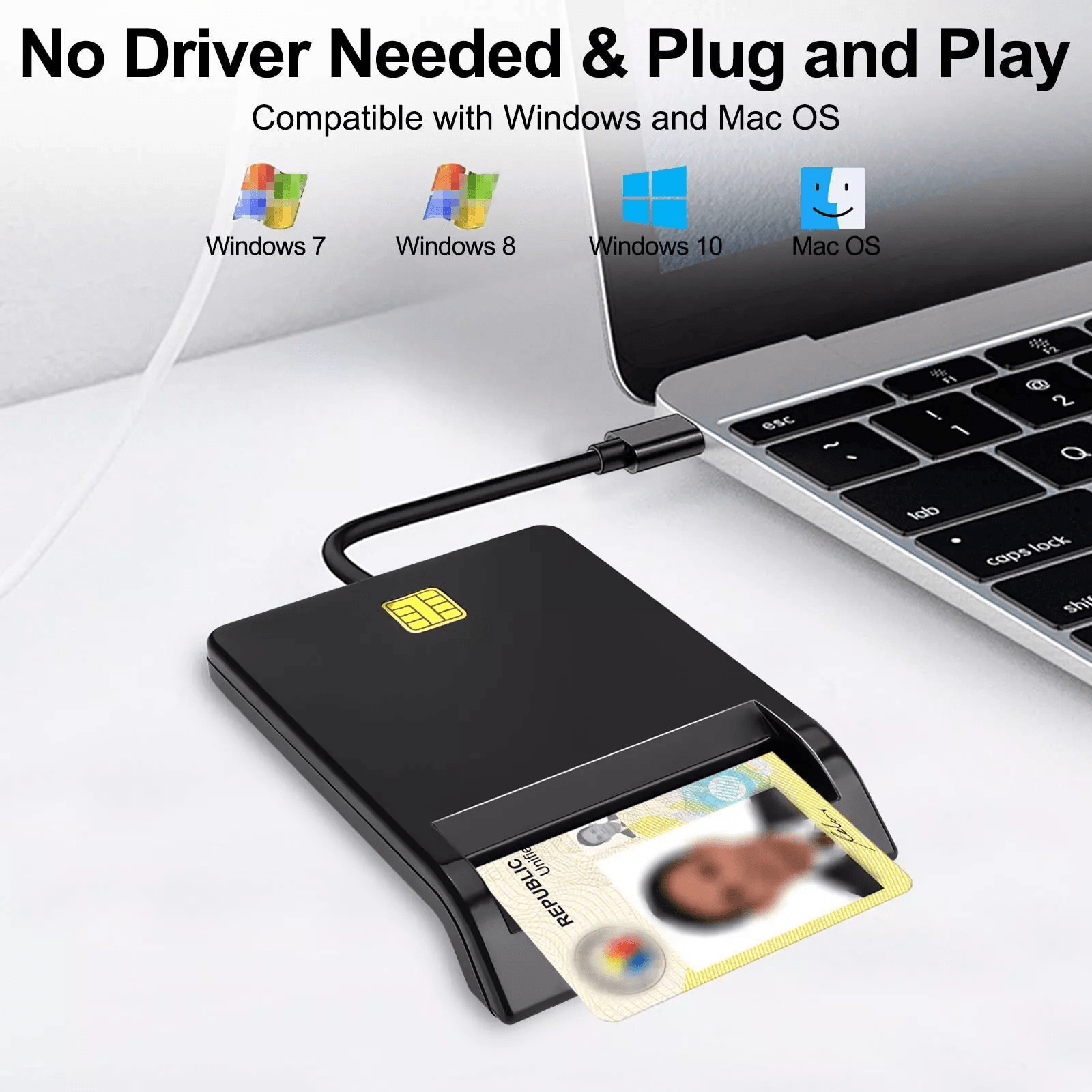 USB C Smart Card Reader For DOD Military CAC  Bank ID Access Compatible With Windows  MacOS 1