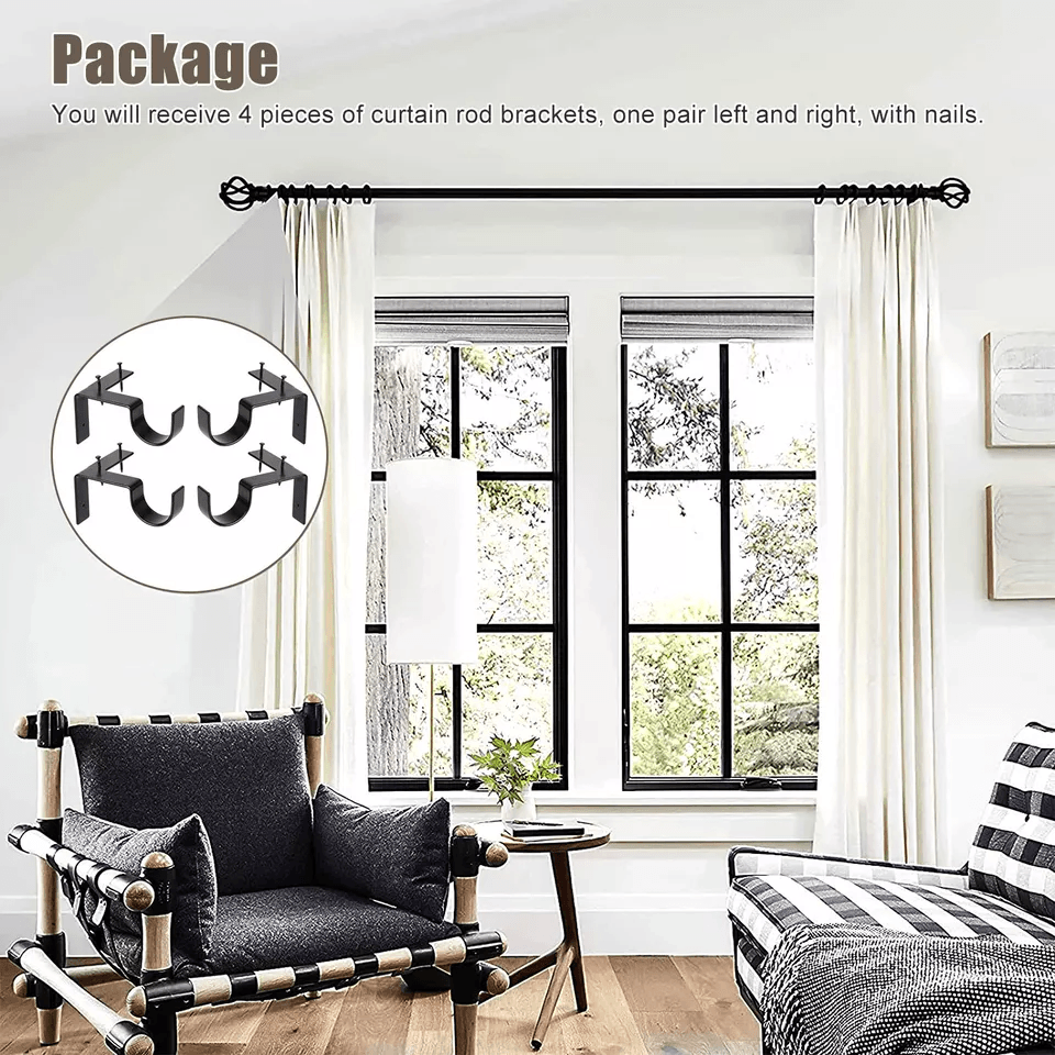 Bracket Hang Curtain Rod Holders Single Hook Installs Right Into Window Frame For Home Decor No Dri 1