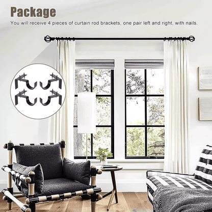 Bracket Hang Curtain Rod Holders Single Hook Installs Right Into Window Frame For Home Decor No Dri 1