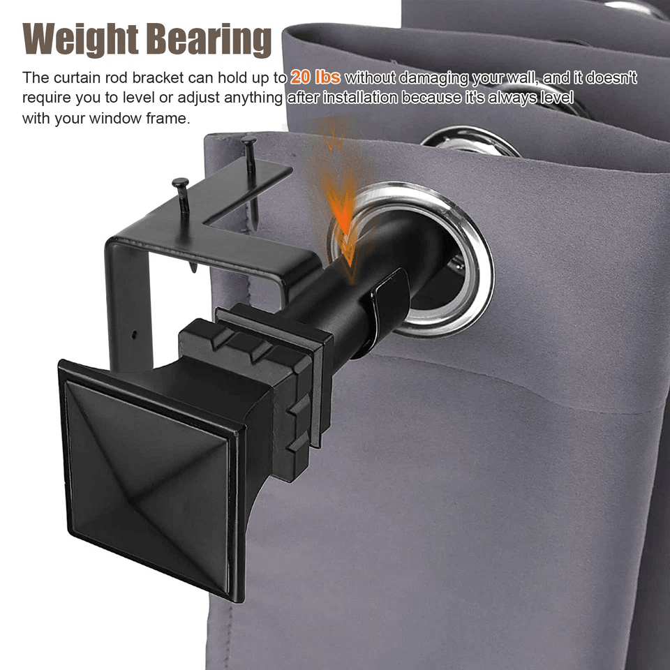 Bracket Hang Curtain Rod Holders Single Hook Installs Right Into Window Frame For Home Decor No Dri 4