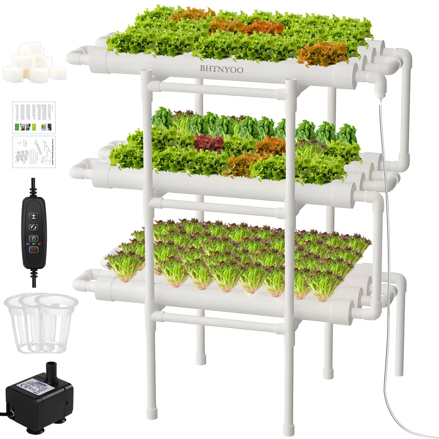 Hydroponics Garden Kit, 3 Tier 108 Planting Sites Indoor Outdoor Herb & Veggie Growing System (Fast Growth)