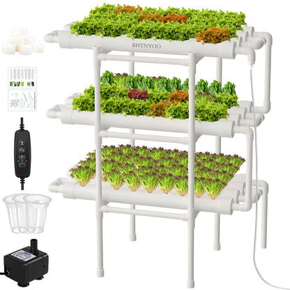 Hydroponics Garden Kit, 3 Tier 108 Planting Sites Indoor Outdoor Herb & Veggie Growing System (Fast Growth)