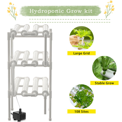 Hydroponics Garden Kit 3 Tier 108 Planting Sites Indoor Outdoor Herb  Veggie Growing System Fast Gr 5