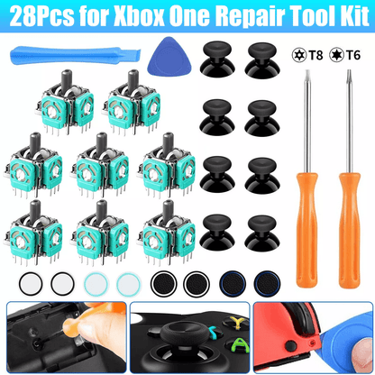 Repair Tool Kit for Xbox One Controller, 3D Analog Joysticks & Thumbsticks Caps for PS4, Nintendo Game Controller