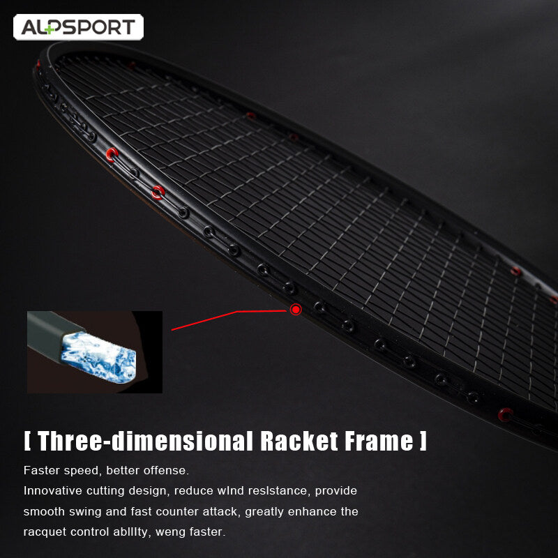 Professional Carbon Fiber Badminton Racket Set Max 30LBS Ultra Light 6U 75g Full Badminton Gear Wit