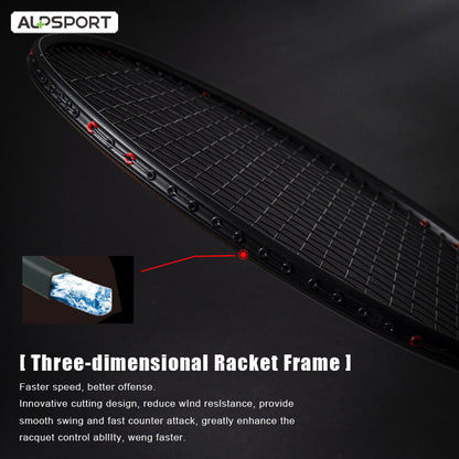 Professional Carbon Fiber Badminton Racket Set Max 30LBS Ultra Light 6U 75g Full Badminton Gear Wit