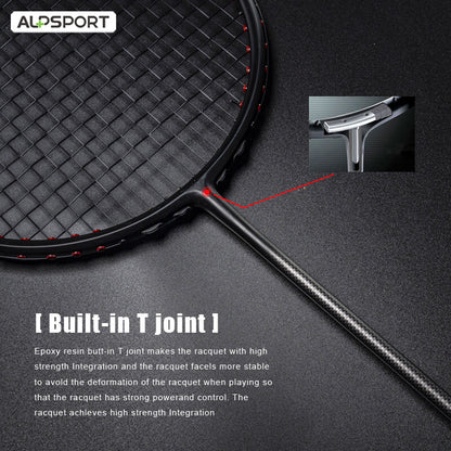 Professional Carbon Fiber Badminton Racket Set Max 30LBS Ultra Light 6U 75g Full Badminton Gear Wit