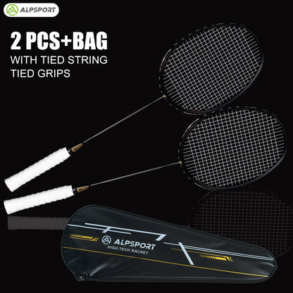 Professional Carbon Fiber Badminton Racket Set Max 30LBS Ultra Light 6U 75g Full Badminton Gear Wit