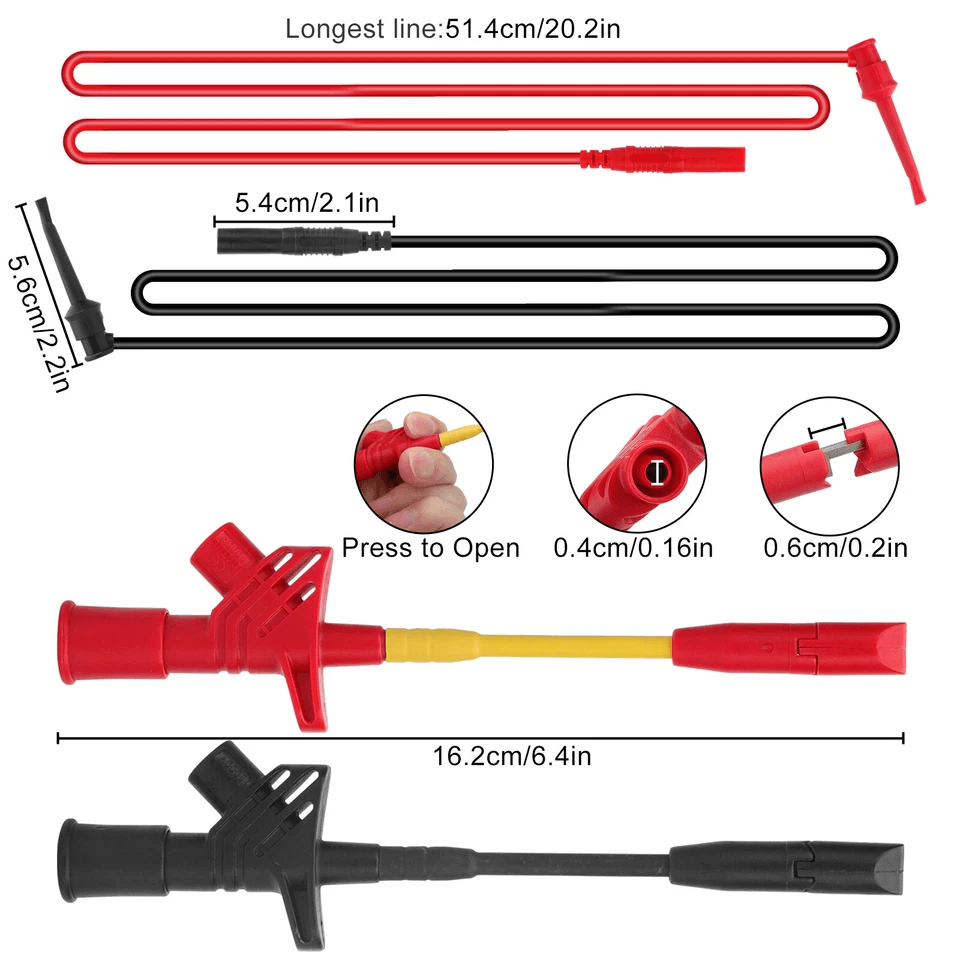 24Piece Multimeter Test Leads Set Alligator Clips Insulation Piercing Probes Banana Plugs Silicone  2