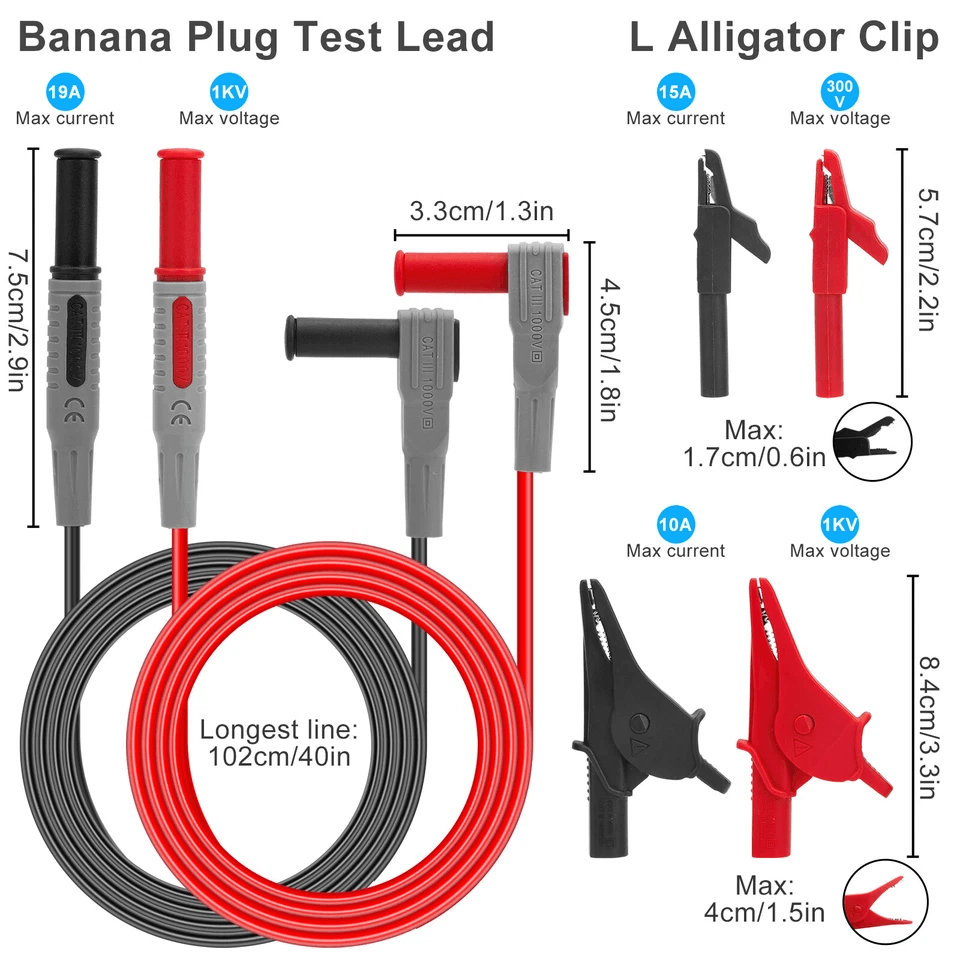 24Piece Multimeter Test Leads Set Alligator Clips Insulation Piercing Probes Banana Plugs Silicone  1