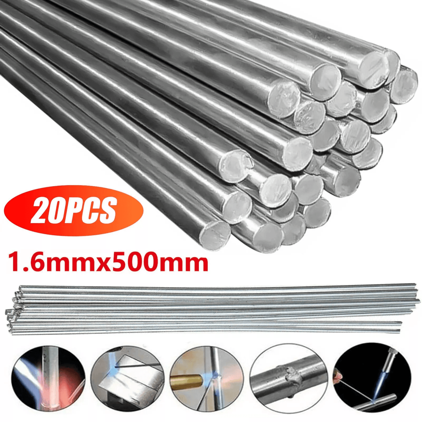 Low-Temperature Flux-Cored Aluminum Melt Welding Rods for Metal Brazing and Repair, No Flux Needed, High Strength